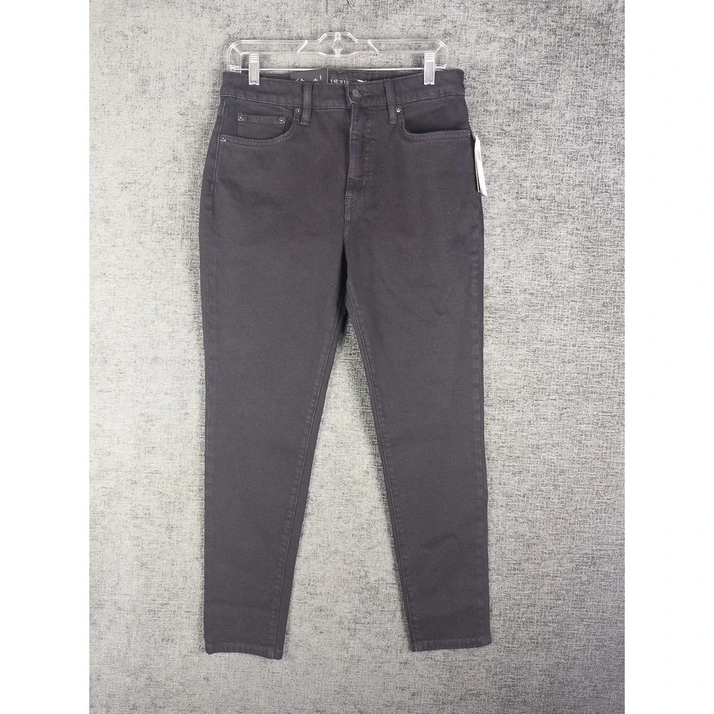 NEW Lauren Ralph Lauren High Rise Skinny Ankle Jeans Womens 28 6 Black Denim